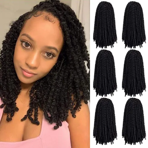 Miniatura 31 de Paquete de 2 cabello para trenzas en espiral de 8 pulgadas, cabello Spring Twist para rastas falsas, rastas de mariposa, cabello para trenzas, fibra