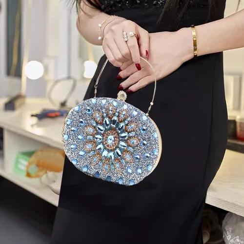 Miniatura 2 de Bolsos de mano de noche con diamantes de imitación para mujer, bolso de mano de boda, bolso de fiesta de novia, diamantes de graduación, bolsos