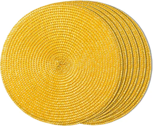 Miniatura 19 de FunWheat Juego de 4 manteles individuales redondos trenzados para mesas de comedor, tejidos, lavables, antideslizantes, pequeños de 13 pulgadas