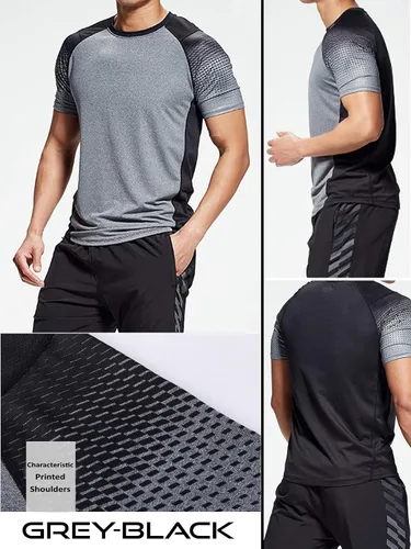 Miniatura 3 de Paquete de 5 camisetas de manga corta, con cuello redondo y de secado rápido para hombre, camisetas deportivas para correr, entrenar o ir al gimnasio