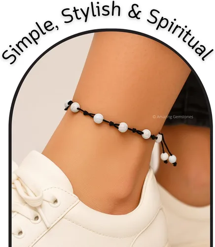 Miniatura 70 de Amazing Gemstone Crystal Anklet Ankle Bracelets for Women - Waterproof Beaded Healing Crystal Anklets, Plus Size Chakra Gemstone Bead Anklet