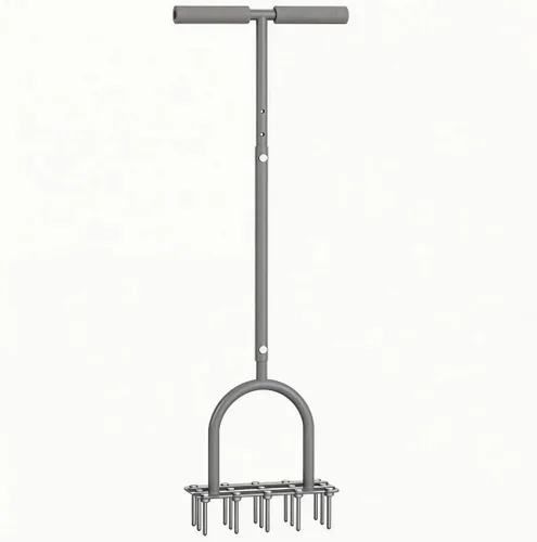 Aireador manual de césped con 15 picos de hierro, aireador de patio premontado para aireación de núcleo, despachado, mango en T resistente y placa