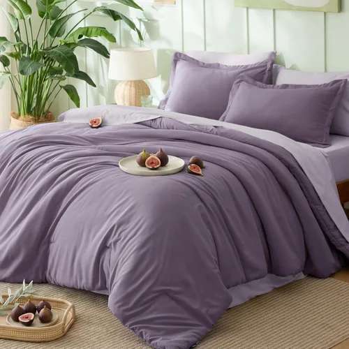 Miniatura 23 de Bedsure Juego de ropa de cama con edredón tamaño King en verde salvia, 7 piezas de ropa de cama ligera para cama King estilo boho, juego de ropa