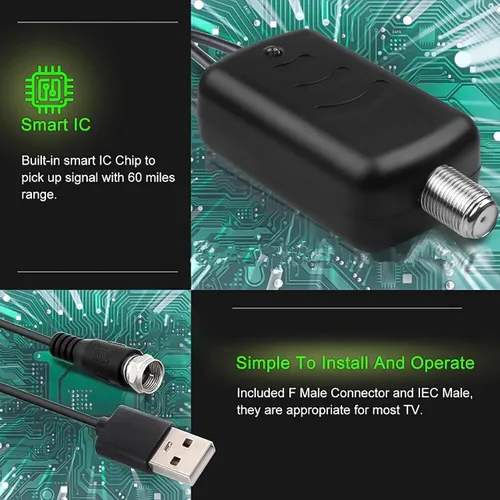 Miniatura 7 de Antena de TV digital HD mejorada 2025 para interiores para Smart TV, amplificador de largo alcance de más de 980 millas, amplificador de señal de TV