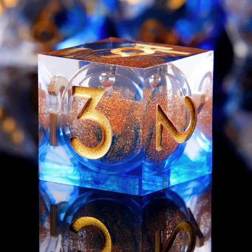 Miniatura 16 de DND Juego de dados de 8 piezas con ojo de dragón extra D20-Beholder's Eye Liquid Core Sharp Edge Resina poliédrica hecha a mano 2 × D20 D4 D6 D8 D10