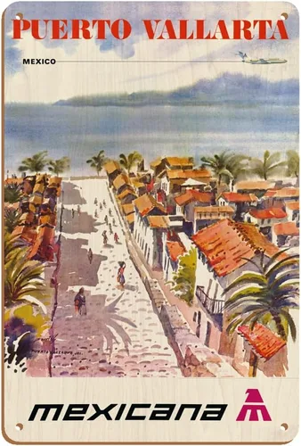 Miniatura 5 de Pacifica Island Art Puerto Vallarta Mexico - Mexicana Airlines (CMA-Compañía Mexicana de Aviación) - Póster vintage de viaje de aerolínea por