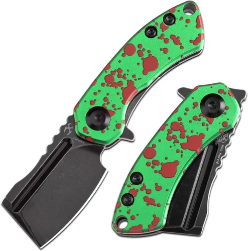 Miniatura 12 de KANSEPT Knives Mini Korvid Cleaver Mini cuchillo de bolsillo para hombre, 1.45 pulgadas, hoja negra lavada a la piedra de 60.6 in, jade G10