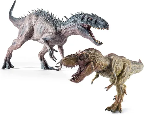 Juego de 2 piezas de dinosaurios, tiranosaurio Rex grande de 15.7 pulgadas y T-rex realista de 12.2 pulgadas, figura de acción de dinosaurio