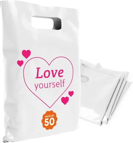Miniatura 29 de Bolsas de plástico con asas – Bolsas de mercancía de 12 x 15 pulgadas para pequeñas empresas – Bolsas troqueladas para compras minoristas y Negro