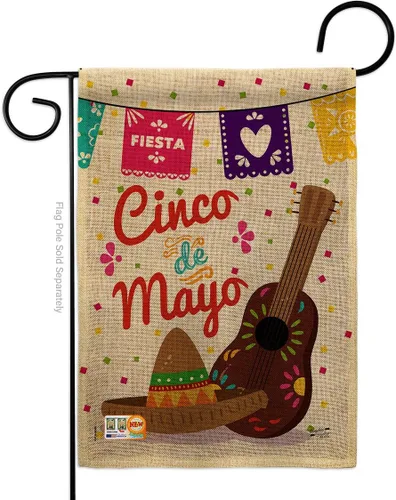 Bandera de jardín del Cinco de Mayo para fiesta de verano, cactus, piñata, sombrero mexicano para decoración de la casa al aire libre, pancarta de