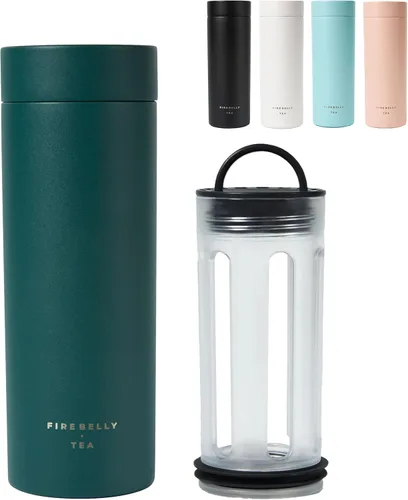 Miniatura 12 de Firebelly Tea, Taza infusor de té de viaje con colador, vaso aislado para té o café de hojas sueltas, botella a prueba de fugas para bebidas Blanco