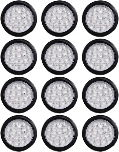 Miniatura 35 de Kit de tapones de cableado con cubierta de hule para luz trasera LED redonda de 4", 12 ledes, para RV, camioneta Luz roja - Lente transparente