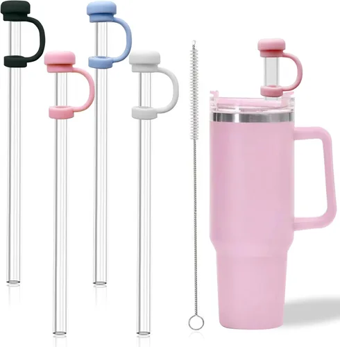 4 tapas de silicona para popotes Stanley Cup de 14, 20, 30, 40 onzas, protector de pajitas de silicona, protector de pajilla, protectores de tapas