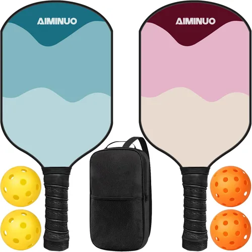 Miniatura 23 de Palas de pickleball de fibra de vidrio, juego de paletas de pickleball ligeras de 0.63 pulgadas para hombres, mujeres, niños, interiores y exteriores