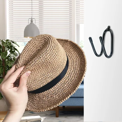 Miniatura 6 de Kesywale Paquete de 2 soportes para sombreros de vaquero para pared, sombreros de vaquero ajustables para montaje en pared, organizador de gorra