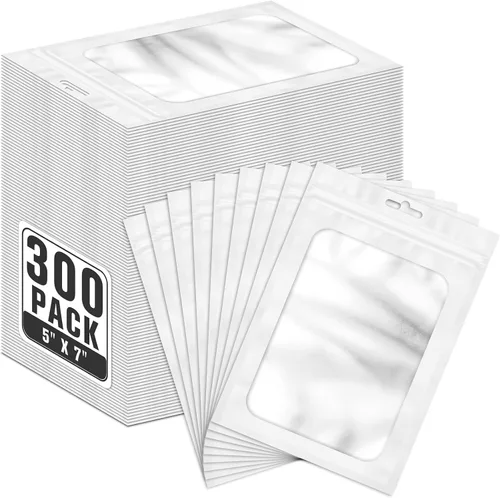 Miniatura 22 de ANZNKU 300 bolsas para bolígrafos, bolsas de Mylar resellables multicolor de 2.7 x 9 pulgadas, bolsas de embalaje con ventana transparente