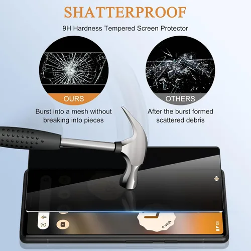 Miniatura 5 de [Paquete de 2+2] Protector de pantalla de privacidad para Google Pixel 6A [6.1 pulgadas] con protector de lente de cámara, vidrio templado