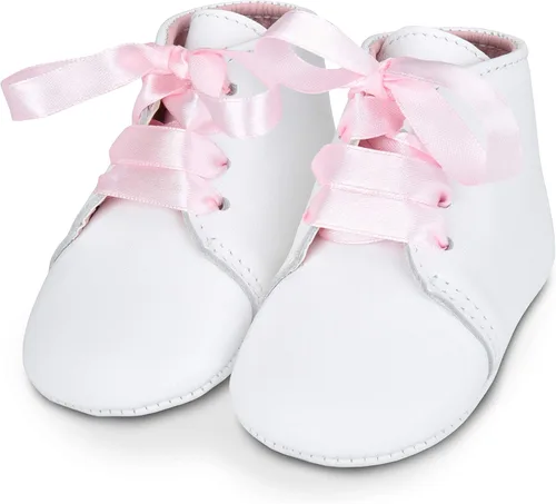 Miniatura 2 de BabyShoe - Zapatos de bautizo personalizados para niña Bautismo revelación de género suave recién nacido con cordones rosa recién nacido con nombre