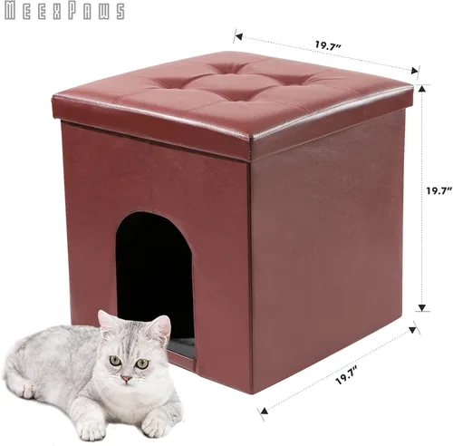 Miniatura 2 de MEEXPAWS Mueble Gabinete Oculto para Caja de Arena de Gatos, Banco de Baño para Gatos Gabinete de Almacenamiento Pequeño 19.7'' x 19.7'' x 19.7'' A