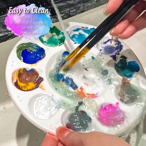 Miniatura 8 de FANDAMEI Paletas de Bandeja de Pintura Redondas Blancas, Bandeja de Paleta de Pintura, Paleta de Bandeja de Pintura de Plástico, Paletas de Pintura