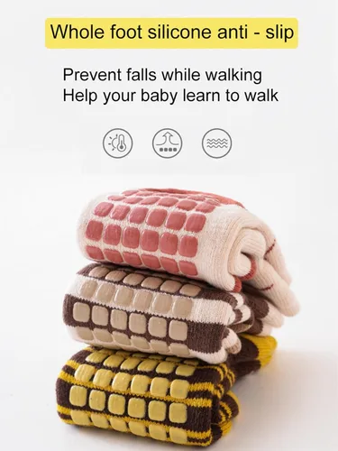 Miniatura 4 de Calcetines antideslizantes para bebés y niños pequeños, cálidos, gruesos, antideslizantes, calcetines para niñas y niños, recién nacidos, 5 pares