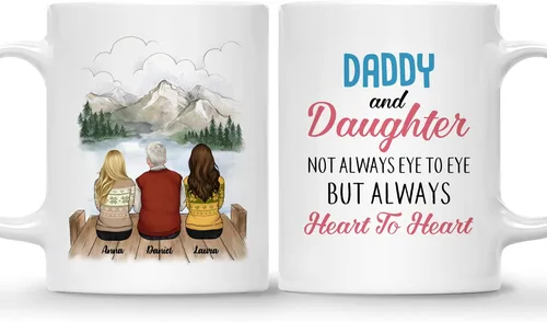 Miniatura 11 de Gossby Taza personalizada (3 hijas) Thank You Dad For Everything, taza personalizada para papá, de regalo, día del padre, cumpleaños, 11 onzas, 15 3