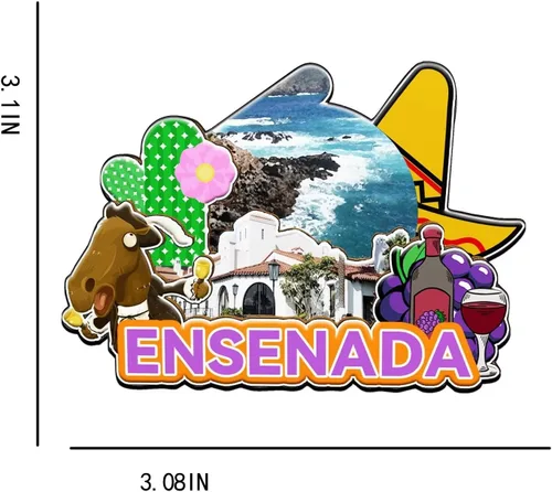 Miniatura 3 de Ensenada México - Imán de madera para nevera 3D, monumentos de viaje, coleccionables, recuerdos, decoración hecha a mano -2053