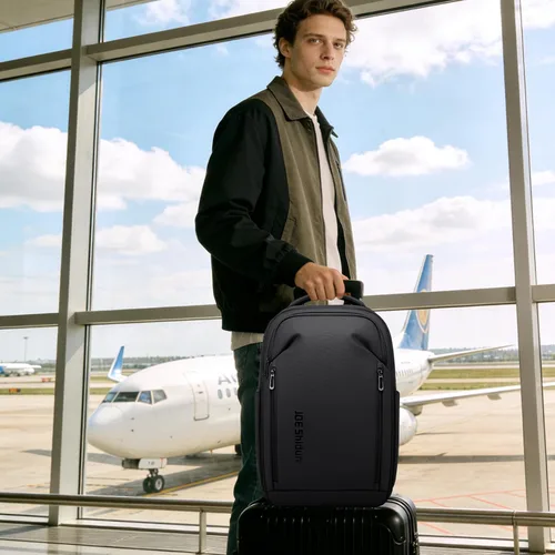 Miniatura 9 de Mochila de viaje para laptop expandida, Negro, Mediana, Mochila Regular Water-Resistant 1800D Oxford Fabric, Side Gussets, USB Charging Port, For