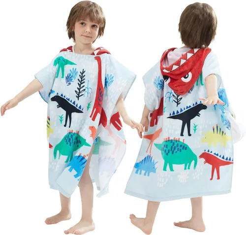 BANGSAUR Toalla con capucha para niños, para el baño, la playa, toallas de algodón suave para niños, absorbente, envoltura de piscina con capucha,