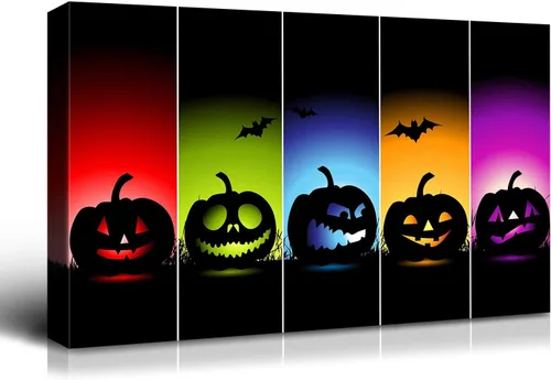 Miniatura 92 de Denozer - Pintura artística de pared de Halloween, impresión artística sobre lienzo para dormitorio, sala de estar, decoración de pared del hogar