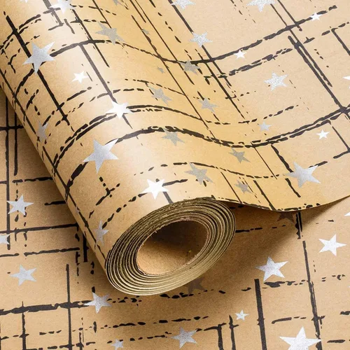 Miniatura 12 de Flyhill - Rollo de papel kraft de piña en lata - 17 pulgadas X 33 pies - Diseño de papel de regalo con piña 3D en relieve metálico dorado