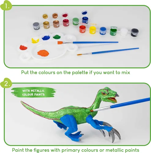 Miniatura 3 de BONNYCO Juguetes de dinosaurio para niños, kit de pintura de 16 figuras. Kits de manualidades para niños con juguetes que brillan en la oscuridad