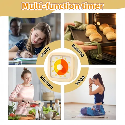 Miniatura 2 de Temporizador visual para niños, temporizador para el hogar, temporizador visual para niños de 60 minutos para aula, oficina en casa, reloj de cuenta