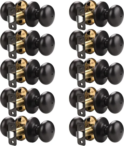 Miniatura 43 de KNOBWELL Paquete de 8 pomos de puerta de privacidad para baño y dormitorio, pomo de puerta negro mate con cerradura, cerradura de manija de puerta