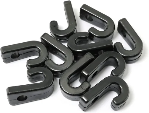 Miniatura 2 de RLECS 10 ganchos en J para kayak, gancho de nailon negro, ganchos elásticos en forma de J para seguridad, kayak, canoa, tabla de remo, accesorio