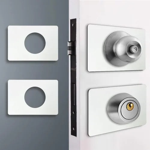 Miniatura 11 de Placa de Refuerzo de Perilla/Cerrojo de Seguridad de Puerta Negro Mate, Juego de Reparación y Cobertura de Fijación de Cerradura de Puerta, Refuerzo