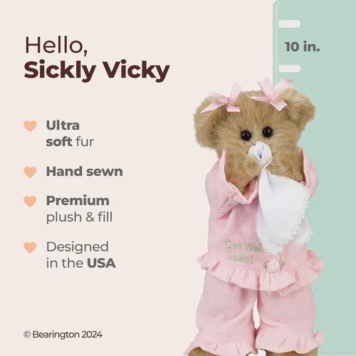 Miniatura 2 de Oso de peluche Bearington Sicky Vicky, regalo de "que te mejores pronto" para niños, de 25.4 cm después de una cirugía para niños con pies
