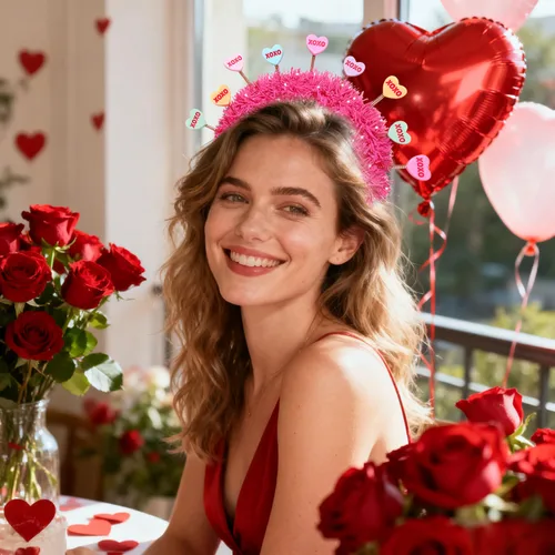 Miniatura 2 de PHALIN Diademas para el día de San Valentín para mujer, esmaltadas, para el día de San Valentín, diademas para el cabello, dulces festividades