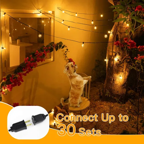 Miniatura 4 de Ollny Cadena de luces para exteriores de 25 pies, impermeable, conectable, inastillable, con 13 Edison + 1 bombilla LED de repuesto enchufable