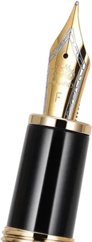 Miniatura 5 de Jinhao - Pluma estilográfica de punta fina dorada de gran tamaño con convertidor de tinta