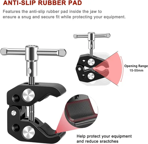 Miniatura 6 de Pinza de micrófono con cabeza de bola ajustable y tornillo de micrófono, compatible con micrófonos y accesorios de fotografía