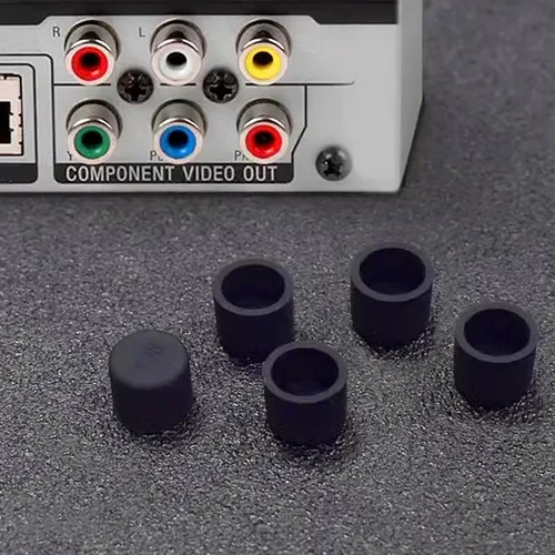 Miniatura 7 de 30 piezas de silicona RCA puerto anti-polvo tapón tapa cubierta protector de enchufe para escritorios, amplificadores, DVD, TV, etc., color negro