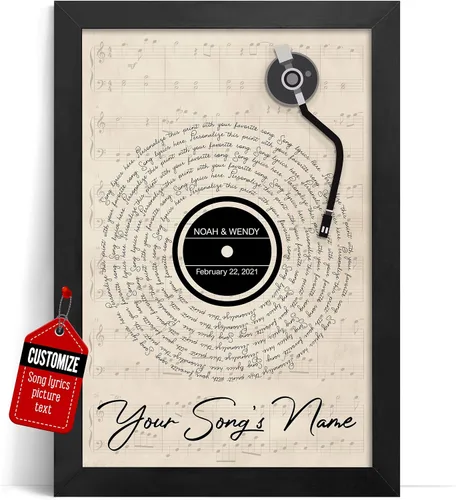 Miniatura 39 de VICILO Póster Enmarcado con Letras de Canción Personalizadas, Regalo para Padres, Acordes de Canción Perfectos, Pareja, 50° Aniversario de Boda