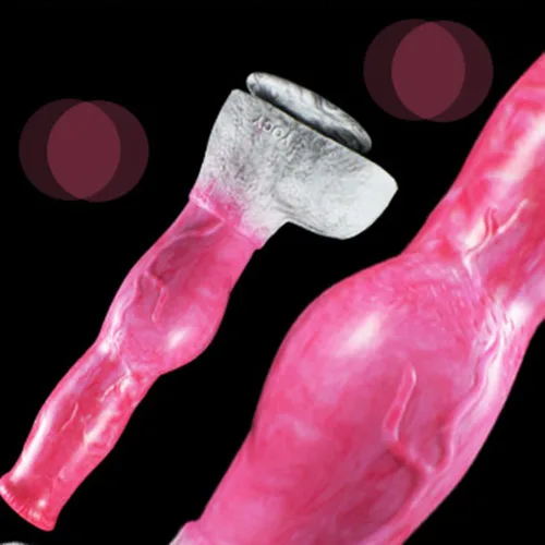 Miniatura 8 de Consolador de silicona artificial de gran tamaño para perro, lobo de silicona, nudo grande, multicolor (rosa+gris)