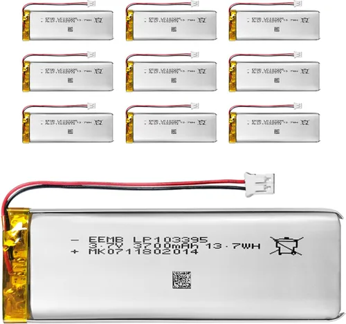 10 baterías EEMB 3.7V Lipo 3700mAh 103395 batería recargable de polímero de litio con conector JST (certificado UL para celda) Asegúrate de que la