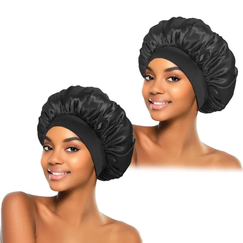 Miniatura 13 de ZHENSILK 2 piezas de gorro de satén para dormir, gorros de seda para el cabello, gorro de dormir de seda con banda elástica suave, envoltura
