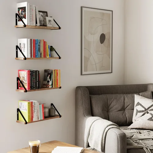 Miniatura 4 de Wallniture Ponza - Juego de 4 estantes flotantes para montaje en pared, estantes de pared para dormitorio, baño, sala de estar, cocina, tablero