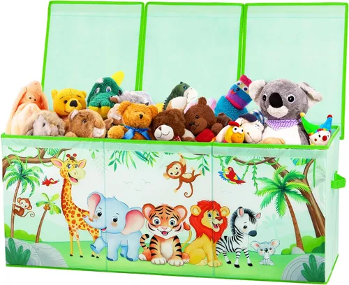 Cofre de Juguetes Grande Organizador con Tapa Abatible para Niños, Caja de Almacenamiento de Juguetes Oxford Plegable con Asas para Niños y Niñas,