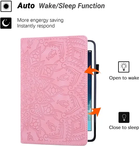 Miniatura 4 de Dteck Funda para iPad mini 5/4/3/2/1 - [Diseño de flores en relieve] Funda tipo folio clásica