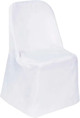Tableclothsfactory - 50 unidades de fundas de silla plegables de lino y poliéster blanco para banquetes, eventos de boda, fiestas, catering